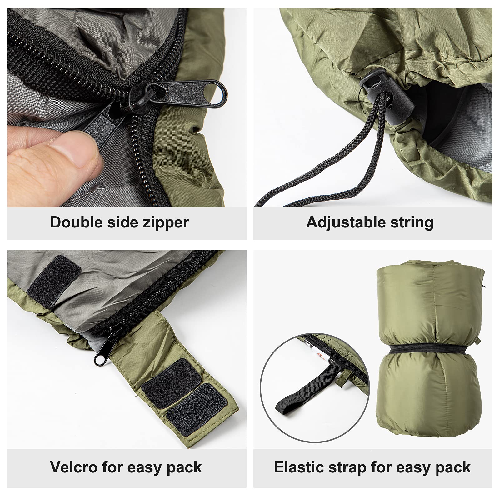 Night Cat Camping Sleeping Bag For Adults 3 Seasons Portable Lightweight Backpacking Hiking Traveling Indoor Outdoor Temperature