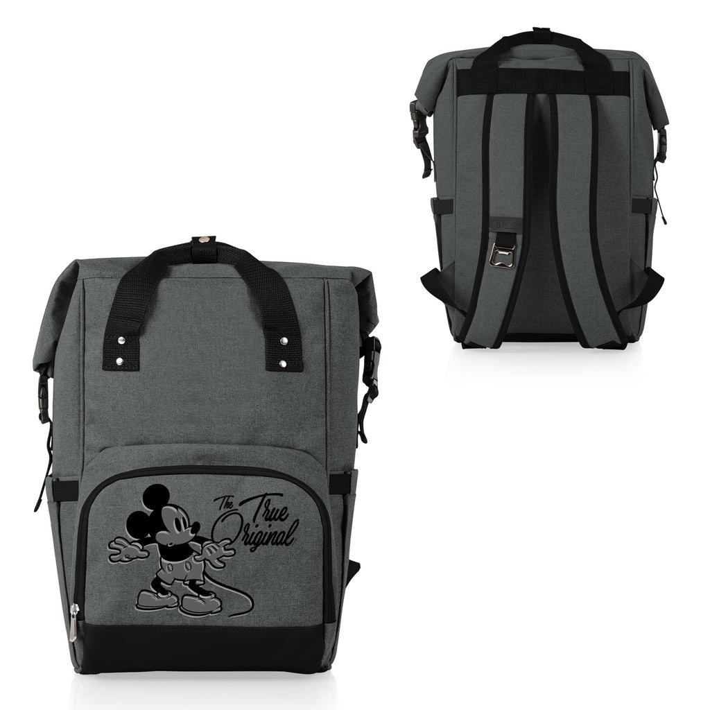 Picnic Time - Disney Mickey Mouse Otg Roll-Top Cooler Backpack, Hiking Backpack Cooler, Soft Cooler Bag, (Heathered Gray)
