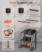 Feierdun Adjustable Dumbbells, 30Lbs Free Weight Set With Connector, 4 In1 Dumbbells Set Used As Barbell, Kettlebells, Push Up S