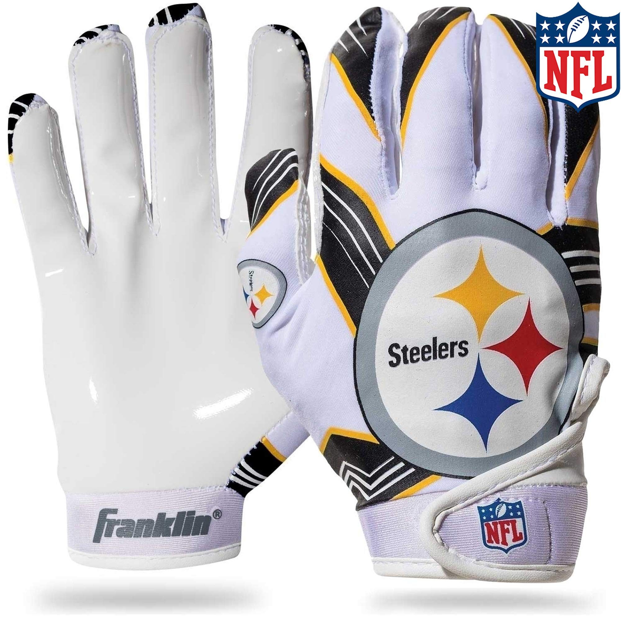 Franklin Sports Pittsburgh Steelers Youth Nfl Football Receiver Gloves - Receiver Gloves For Kids - Nfl Team Logos And Silicone 