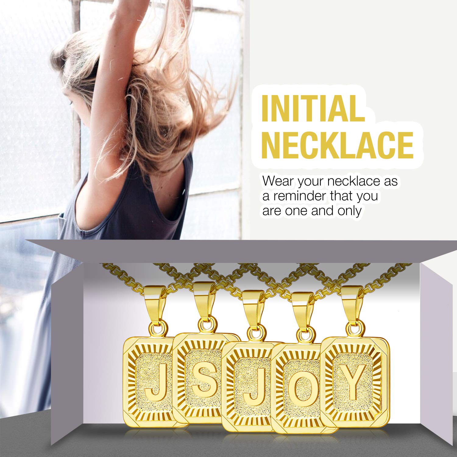Jsjoy Gold Initial Necklace For Women Gold Pendant Initial Necklaces For Women Monogram Letter J Necklace Gold Women Initial Nec