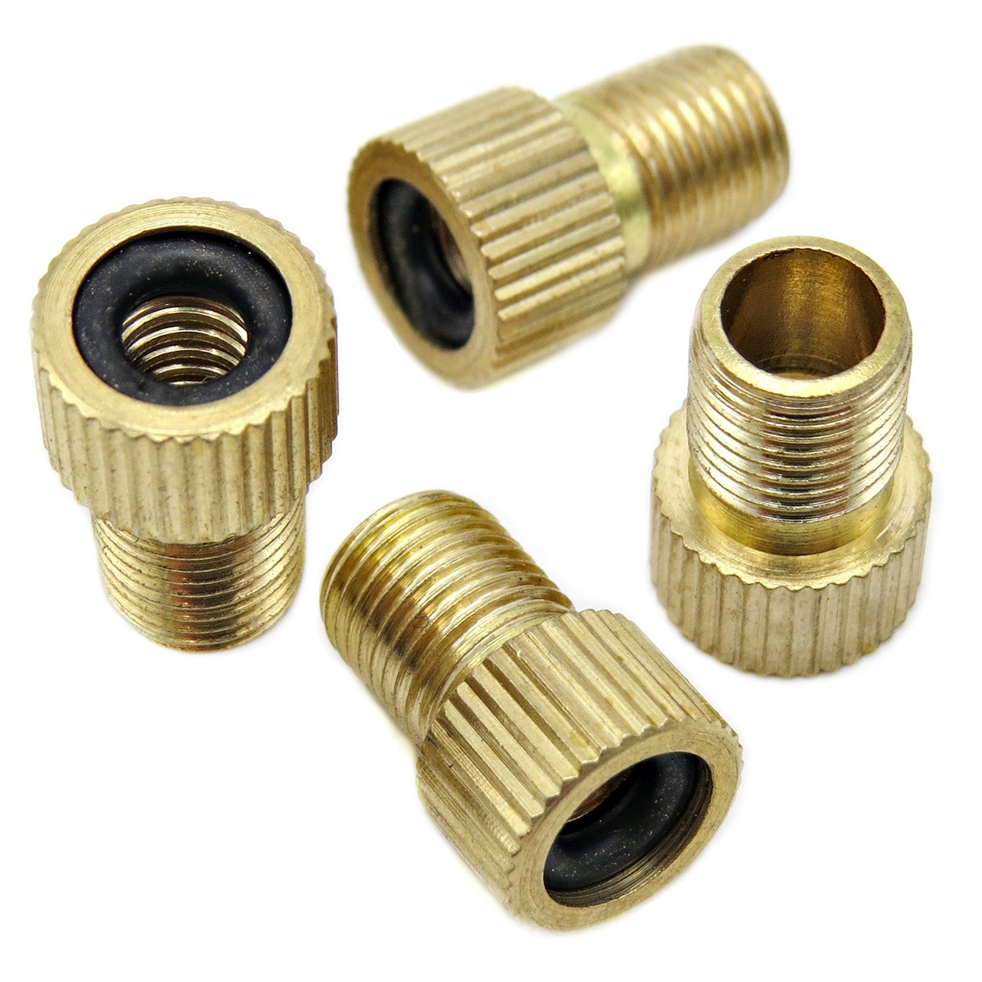 Bike Bits Brass Presta Valve Adapter - Convert Presta To Schrader - Inflate Tire Using Standard Bike Pump Or Air Compressor (4 P