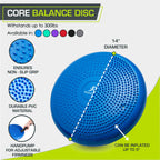 ProsourceFit Core Balance Disc Trainer, 14    Diameter with Pump for Improving Posture, Fitness, Stability, Blue