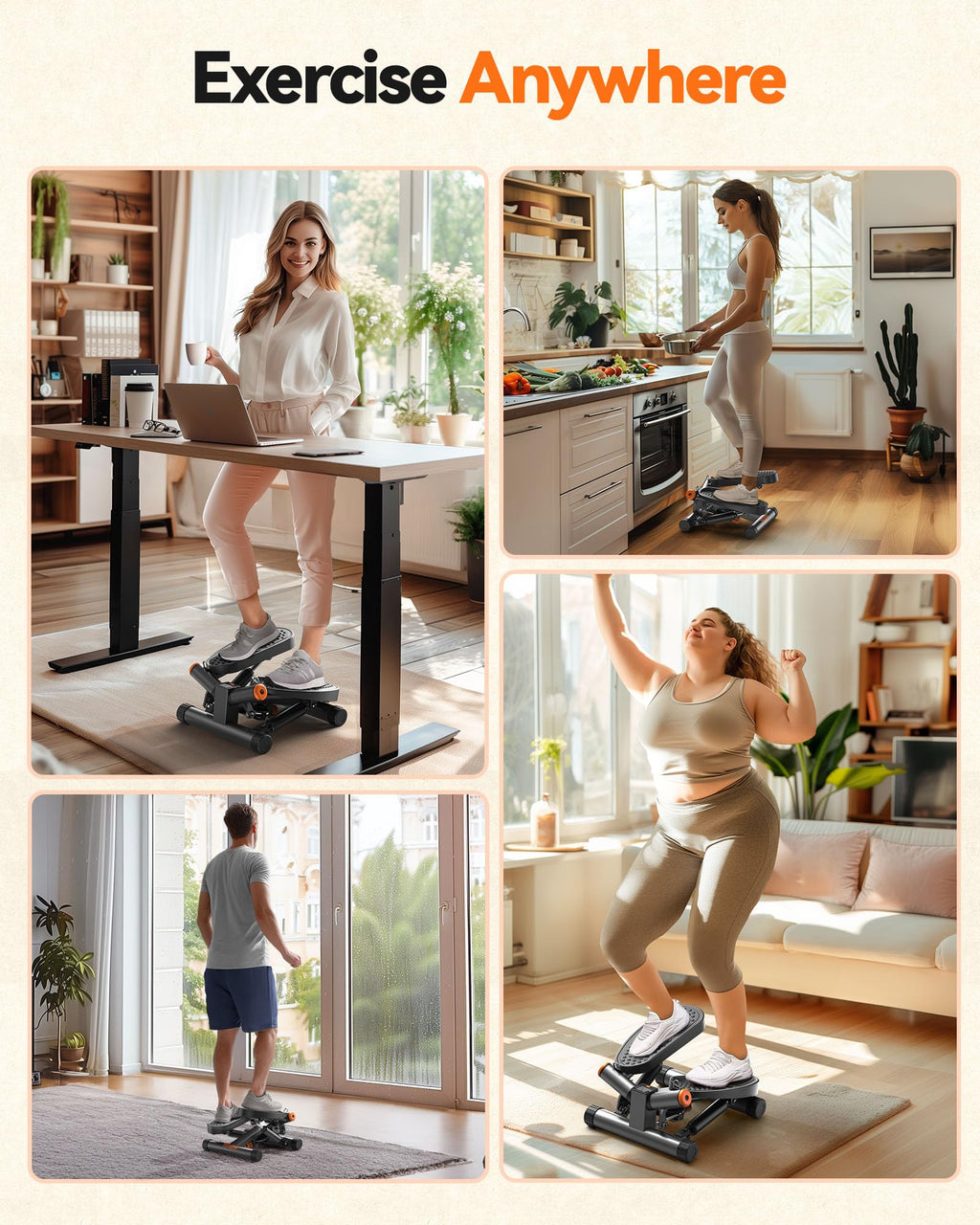 Niceday Twist Stepper for Exercise at Home, Mini Stair Stepper with Resistance Bands at Home Workout Equipment with 300LBS Loadi