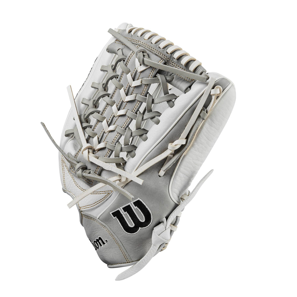 Wilson 2024 A1000 T125 12.5    Outfield Fastpitch Softball Glove - White/Silver/Gold, Left Hand Throw