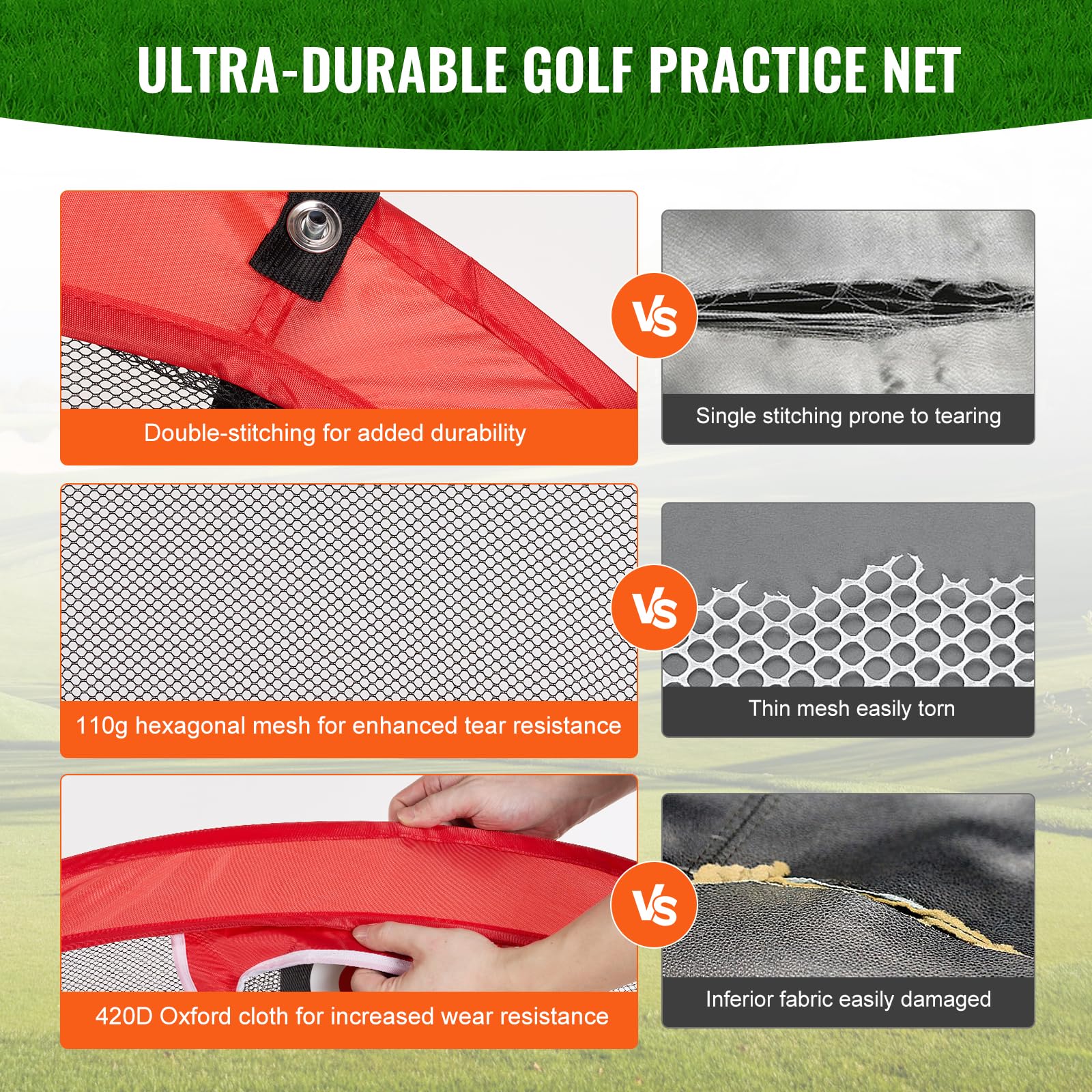 Vevor Golf Chipping Net, Pop Up Golf Practice Net, Portable Indoor Outdoor Home Golf Hitting Aid Net With Target And Carry Bag,