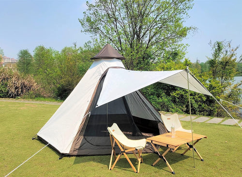 12x 10 x8Large Space Tower Bell Tipi Tent for Family 3-4 Person Camping Tents Double Layers Lightweight Waterproof Teepee Pyrami