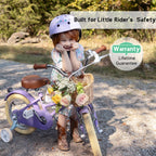Glerc Little Molly 12 Inch Kids Bike, Retro Cruiser Girls Bicycle for Children Ages 2-4 Years Old, Toddler Bike with Wicker Bask
