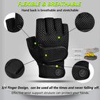 Moreok Workout Gloves Padded Weight Lifting Gloves For Men/Women, [3Mm Gel] Fingerless Grip Gym Gloves Fitness Gloves Black-Xl