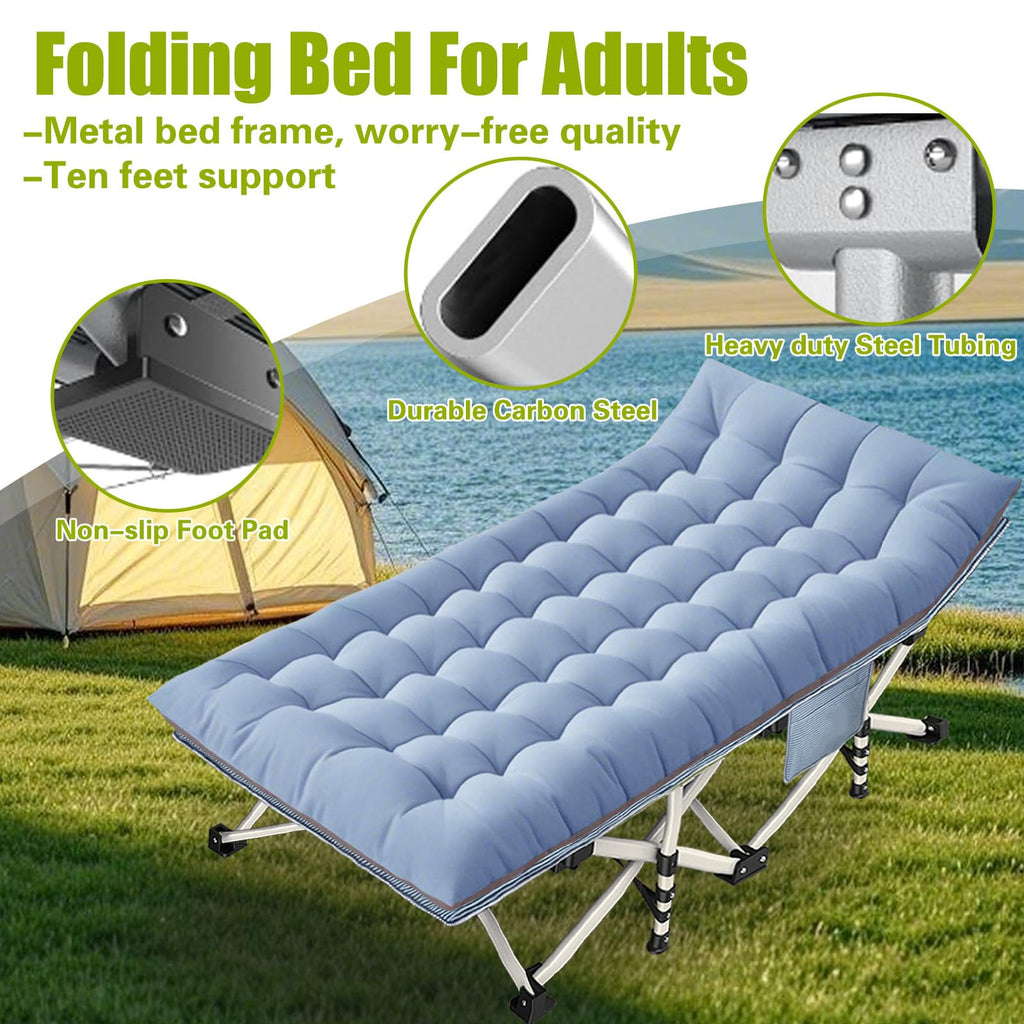 Oversize Camping Cot 2 Pack Extra Large Camping Bed For Adults Cot For Sleeping With Mattress Heavy Duty Portable Folding Cot Wi