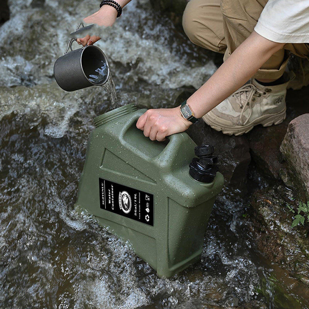 5 Gallon Water Jug With Spigot, Bpa Free Leak-Proof Camping Water Container, Portable Emergency Water Storage For Outdoor Hiking