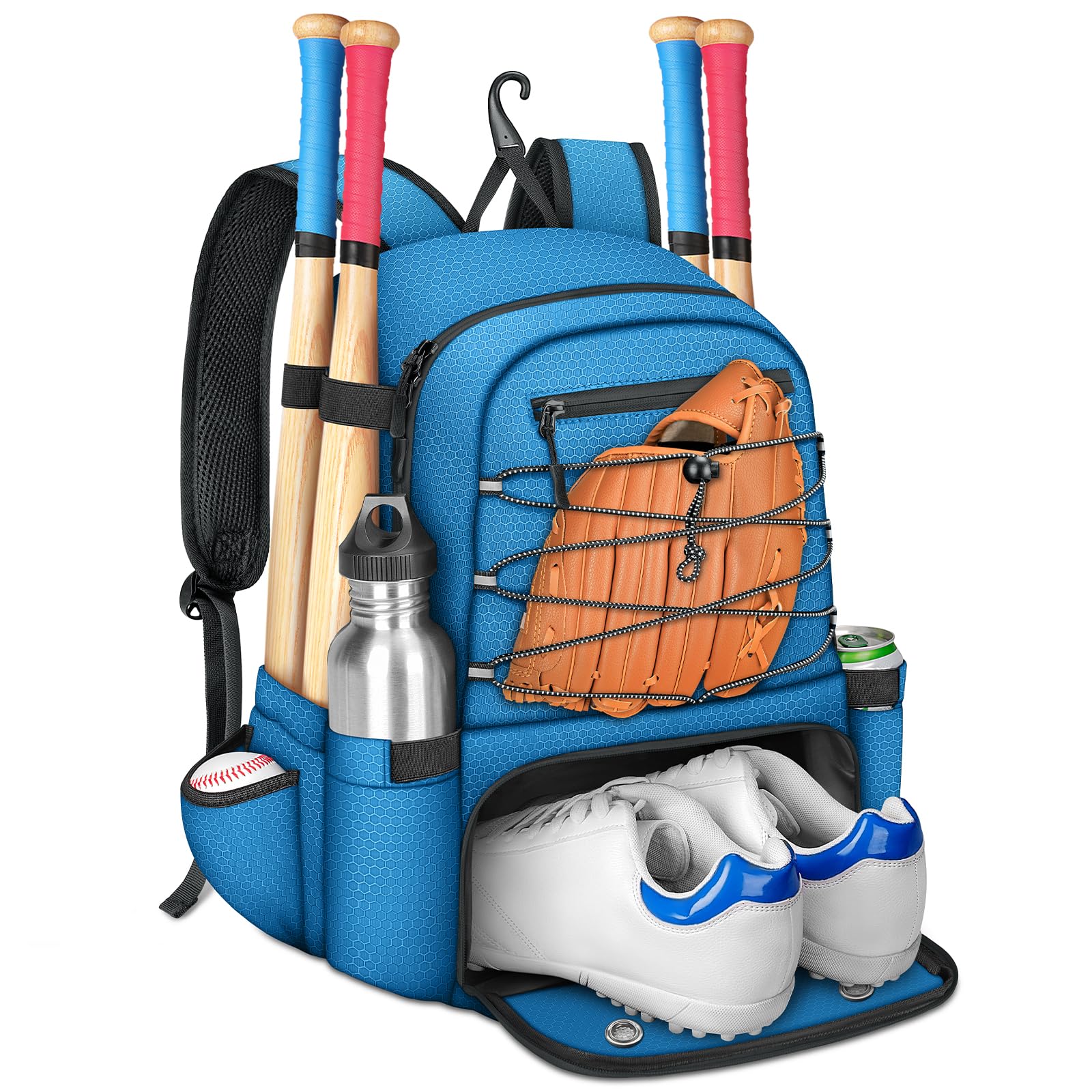 MATEIN Baseball Backpack for Youth, Portable Youth Baseball Bag with Shoe Compartent Holds 4 Bats, Large Capacity Softball Bag w