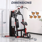 Fitvids Multifunctional Home Gym Equipment with 122.5 lbs Weight Stack, Full Body Workout Weight Machine, All in One Exercise Eq