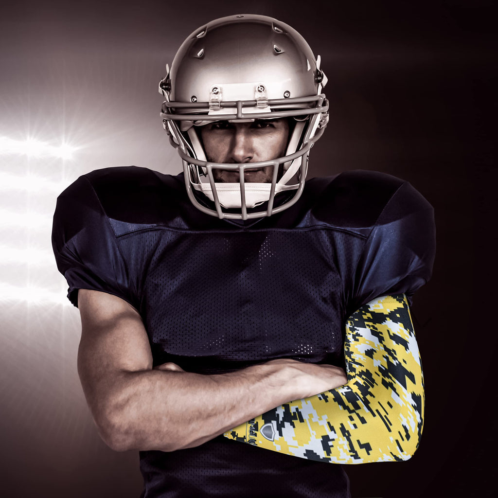 Stromguard Compression Sports Arm Sleeve Digital Camo Baseball Football Basketball - (One Arm Sleeve) (Youth Large, #9 - Yellow-