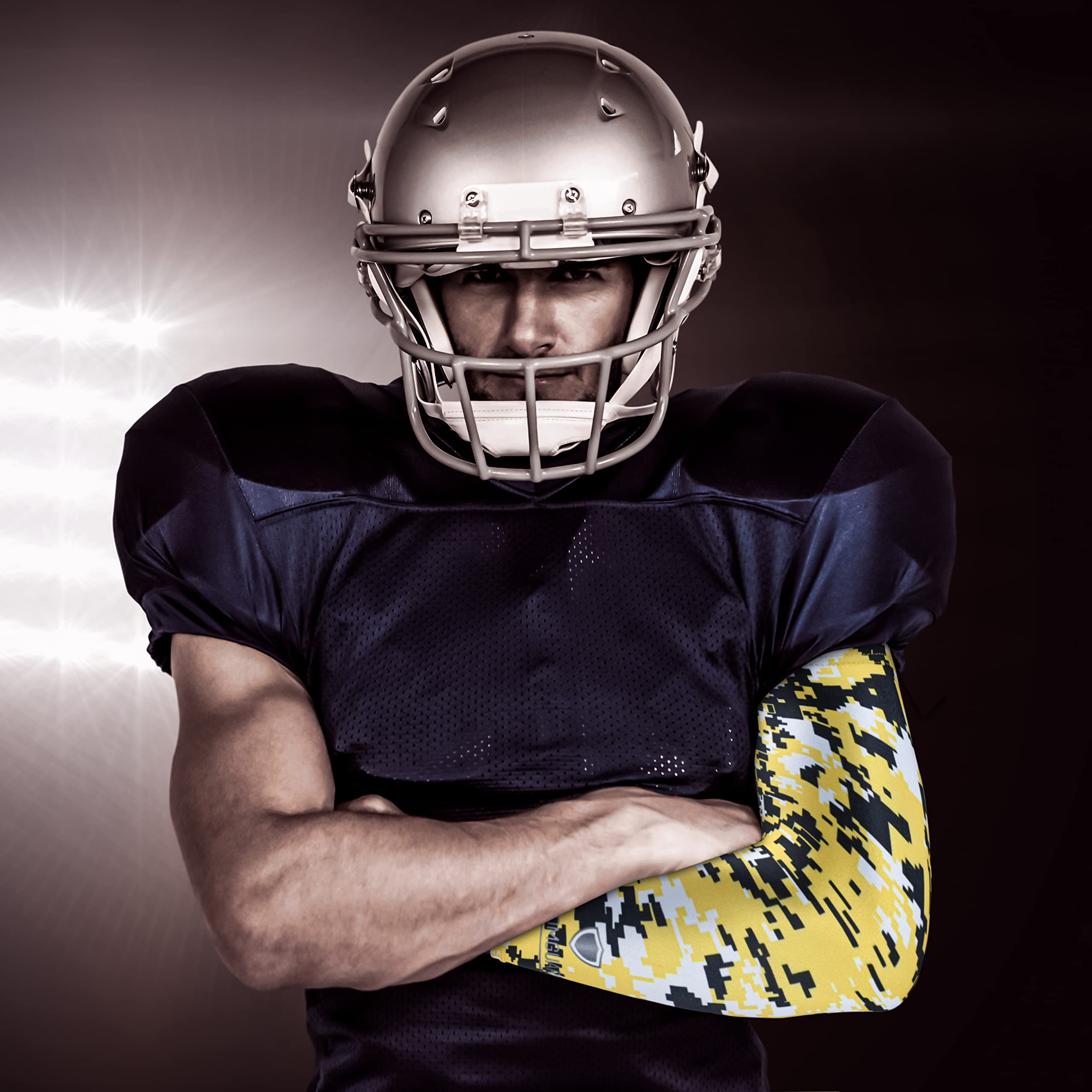 Stromguard Compression Sports Arm Sleeve Digital Camo Baseball Football Basketball - (One Arm Sleeve) (Youth Large, #9 - Yellow-