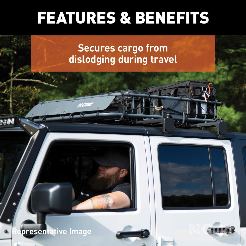 Curt 18201 65 X 38-Inch Elastic Cargo Net With Hooks For Roof Basket
