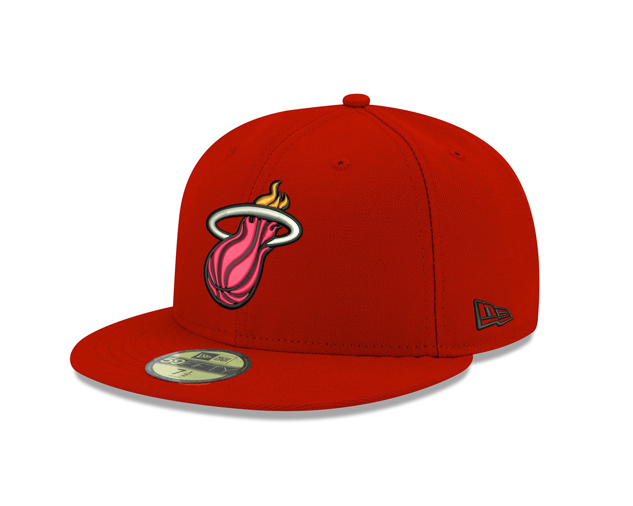 New Era NBA Miami Heat Mens Official 59FIFTY Fitted Cap, 7.5, Scarlet
