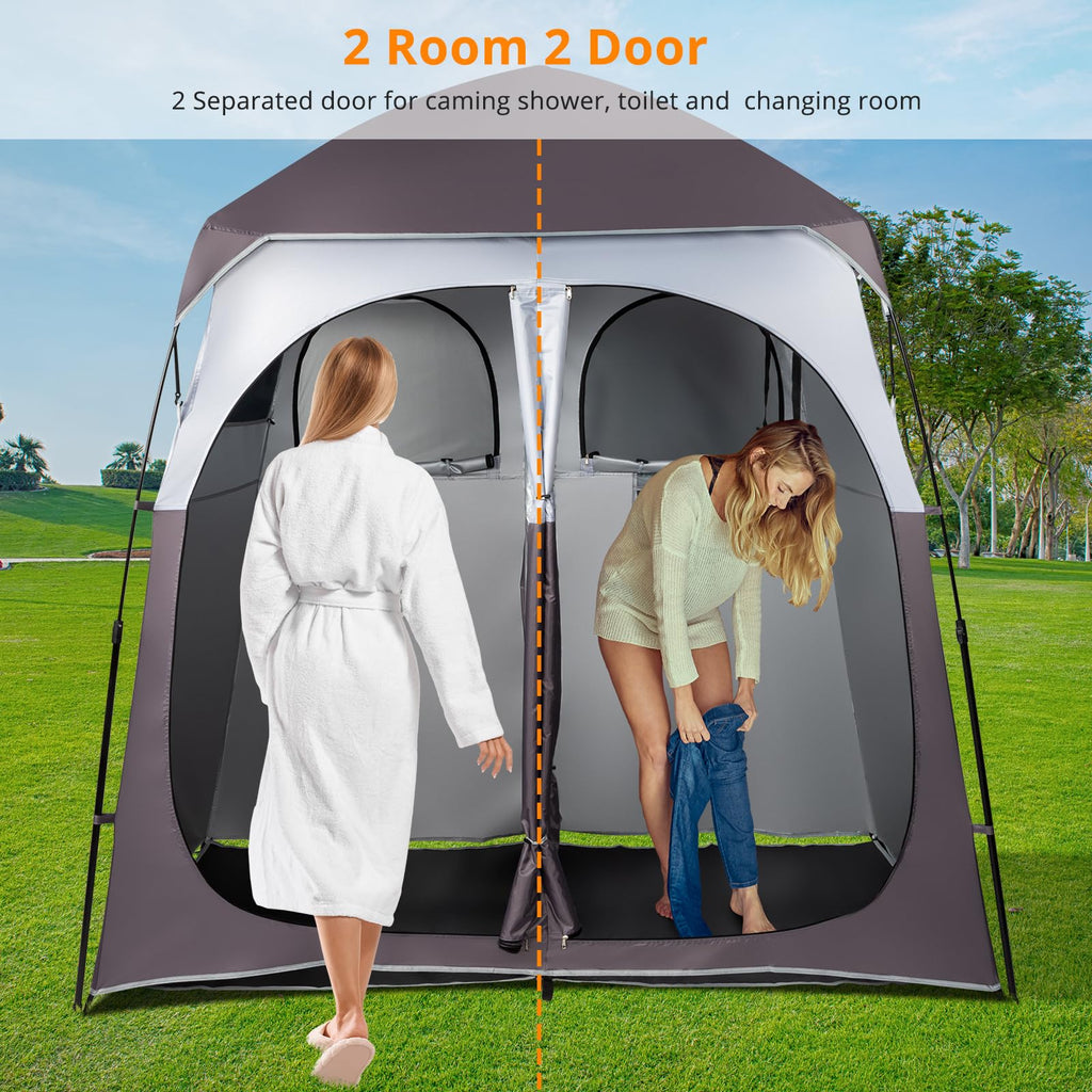 Vingli 2 Room Shower Tent, 7.5 Ft Instant Pop Up Shelter With Carrying Bag, Privacy Changing Room Tent, Perfect For Portable Toi