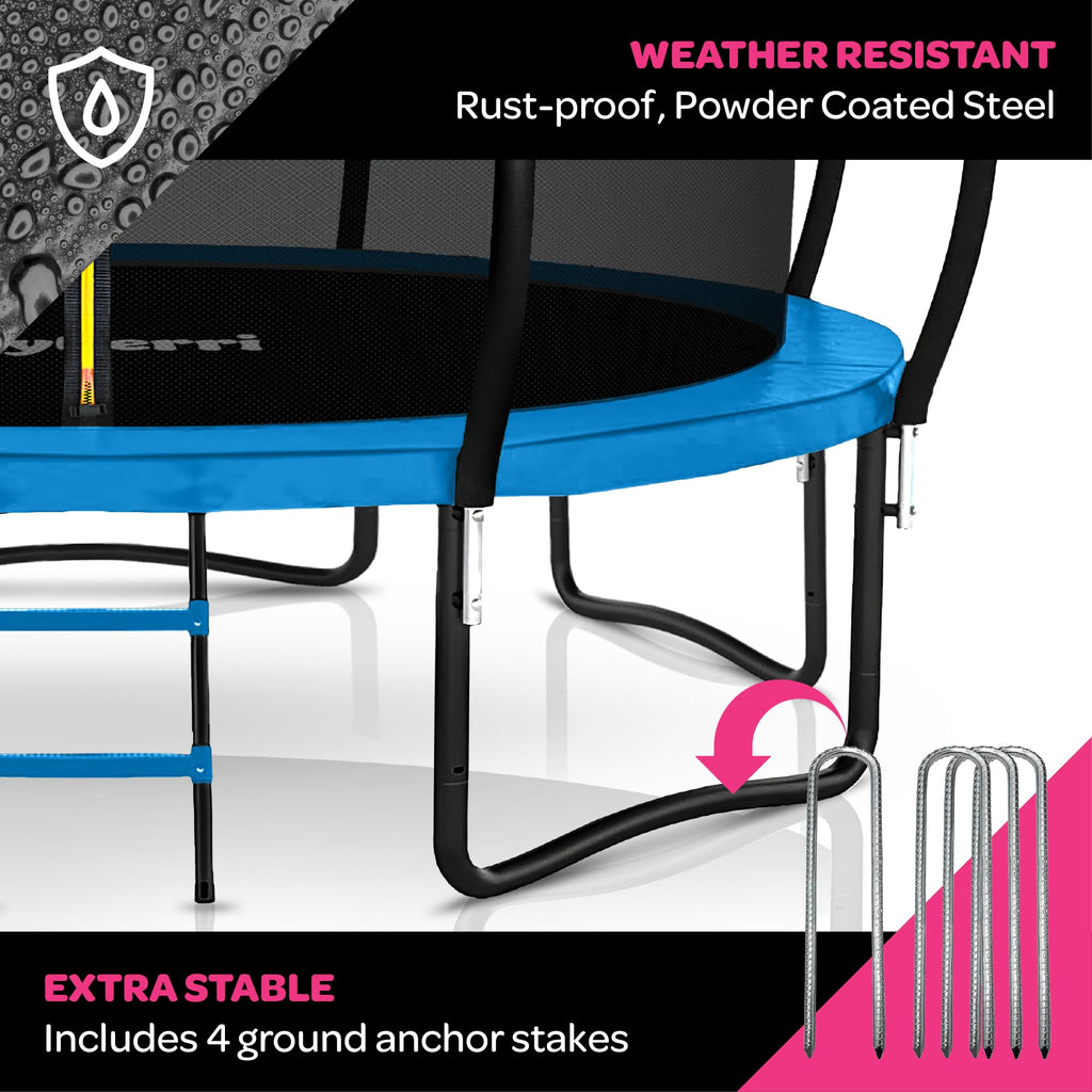 Trampoline for Kids and Adults - 8Ft 10Ft 12Ft 14FT 15ft 16ft Trampoline with Net - with Bonus Sprinkler and LED Lights/ASTM Cer
