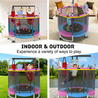 Trampoline for Kids, 60 Toddler Trampoline Indoor Outdoor, 440lbs KidsTrampoline with Enclosure Net, Upgraded Ring Legs with Adj