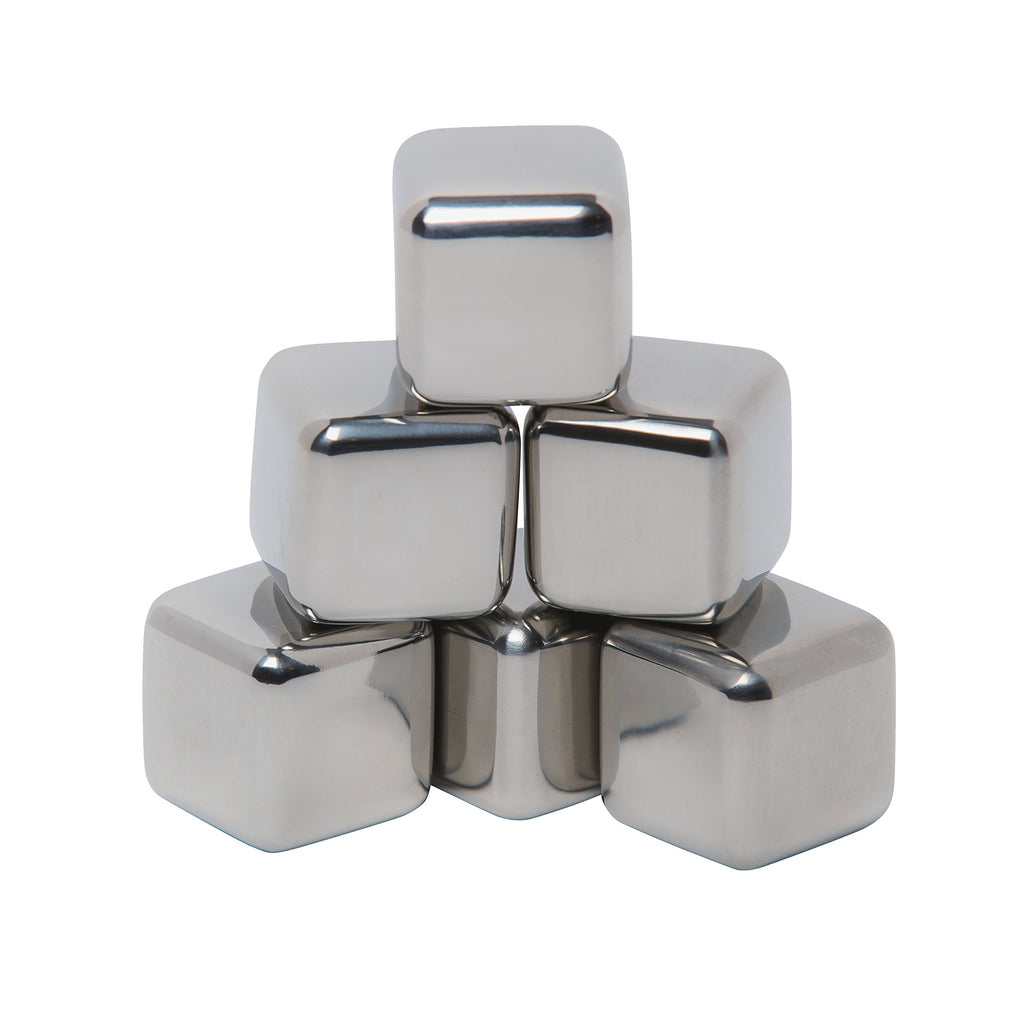 Mammoth Ice Bergs, 6 Reusable Ice Cubes Made From 18/8 Kitchen Grade Stainless Steel, Reusable Ice Cubes For Drinks, Keeps Bever