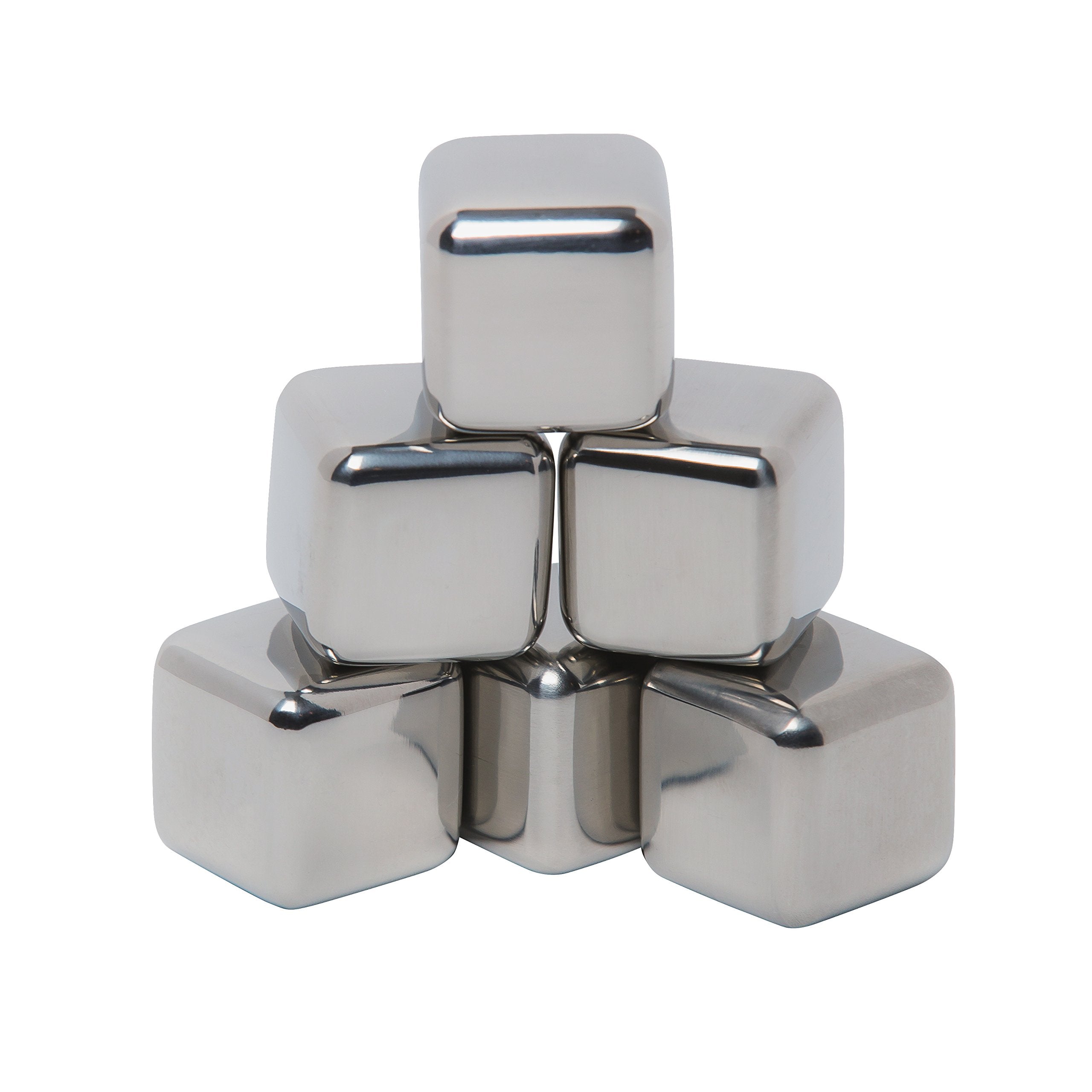Mammoth Ice Bergs, 6 Reusable Ice Cubes Made From 18/8 Kitchen Grade Stainless Steel, Reusable Ice Cubes For Drinks, Keeps Bever