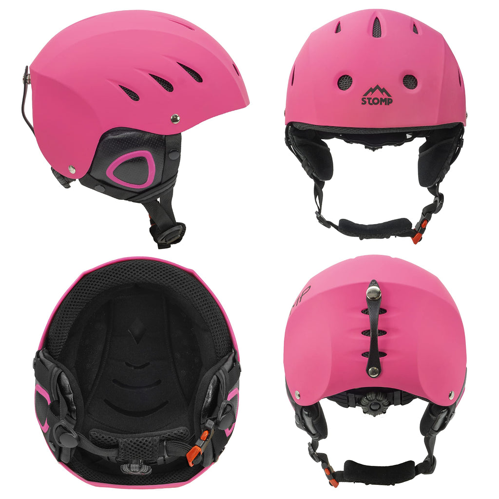 Stomp Ski & Snowboarding Snow Sports Helmet With Build-In Pocket In Ear Pads For Wireless Drop-In Headphone (Matte Pink, Large)