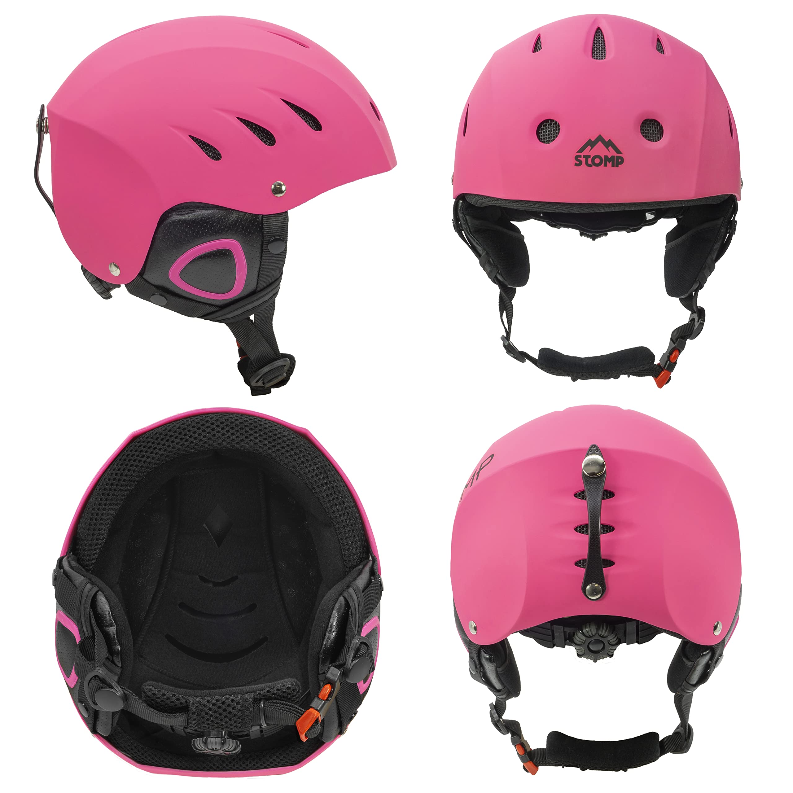 Stomp Ski & Snowboarding Snow Sports Helmet With Build-In Pocket In Ear Pads For Wireless Drop-In Headphone (Matte Pink, Medium)