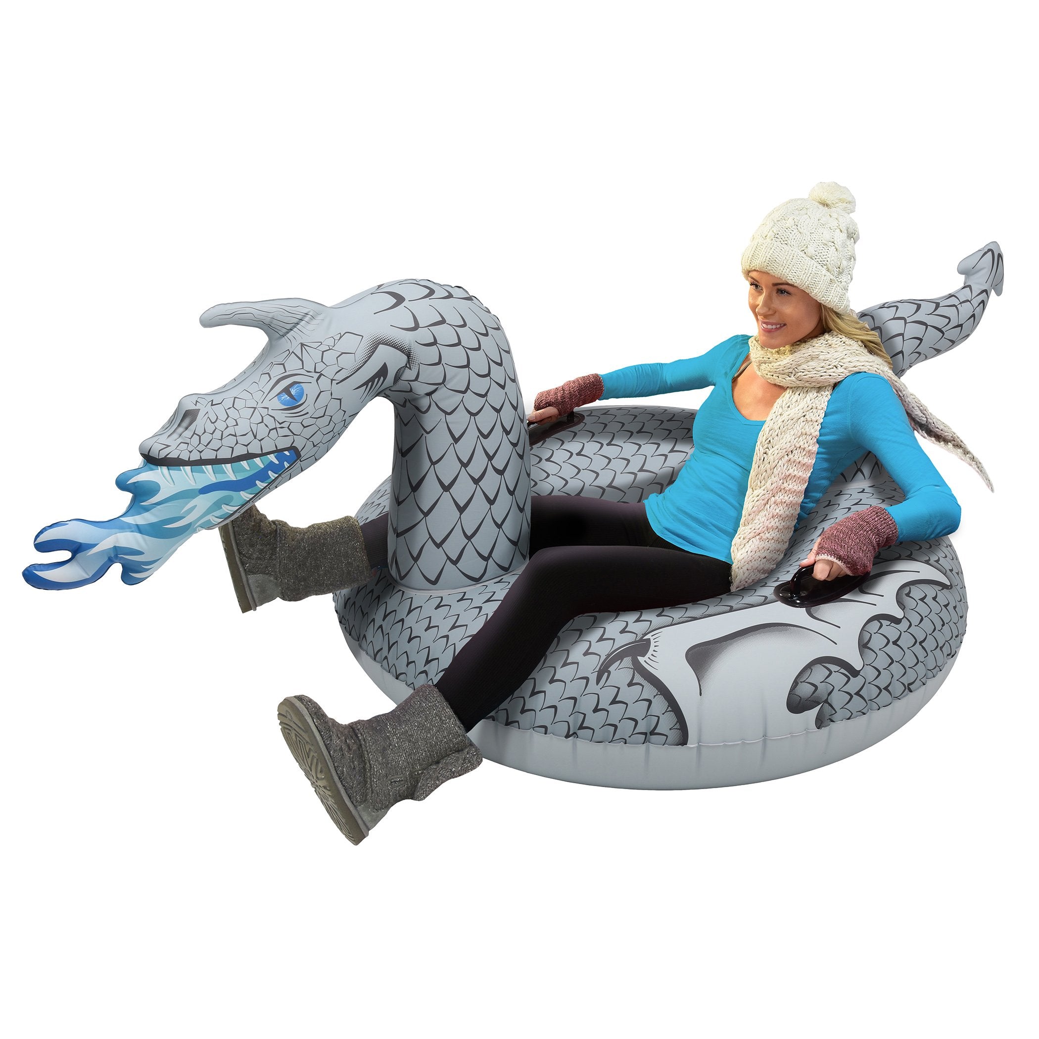 Gofloats Winter Snow Tube - Inflatable Sled For Kids And Adults (Choose From Unicorn, Disney'S Frozen, Ice Dragon, Polar Bear, P