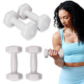 SPRI Deluxe Vinyl Coated Dumbbell Set (Light Grey) - 4 lbs, Set of 2, Hand Weights for Muscle Toning, Step Aerobics, Strength Tr