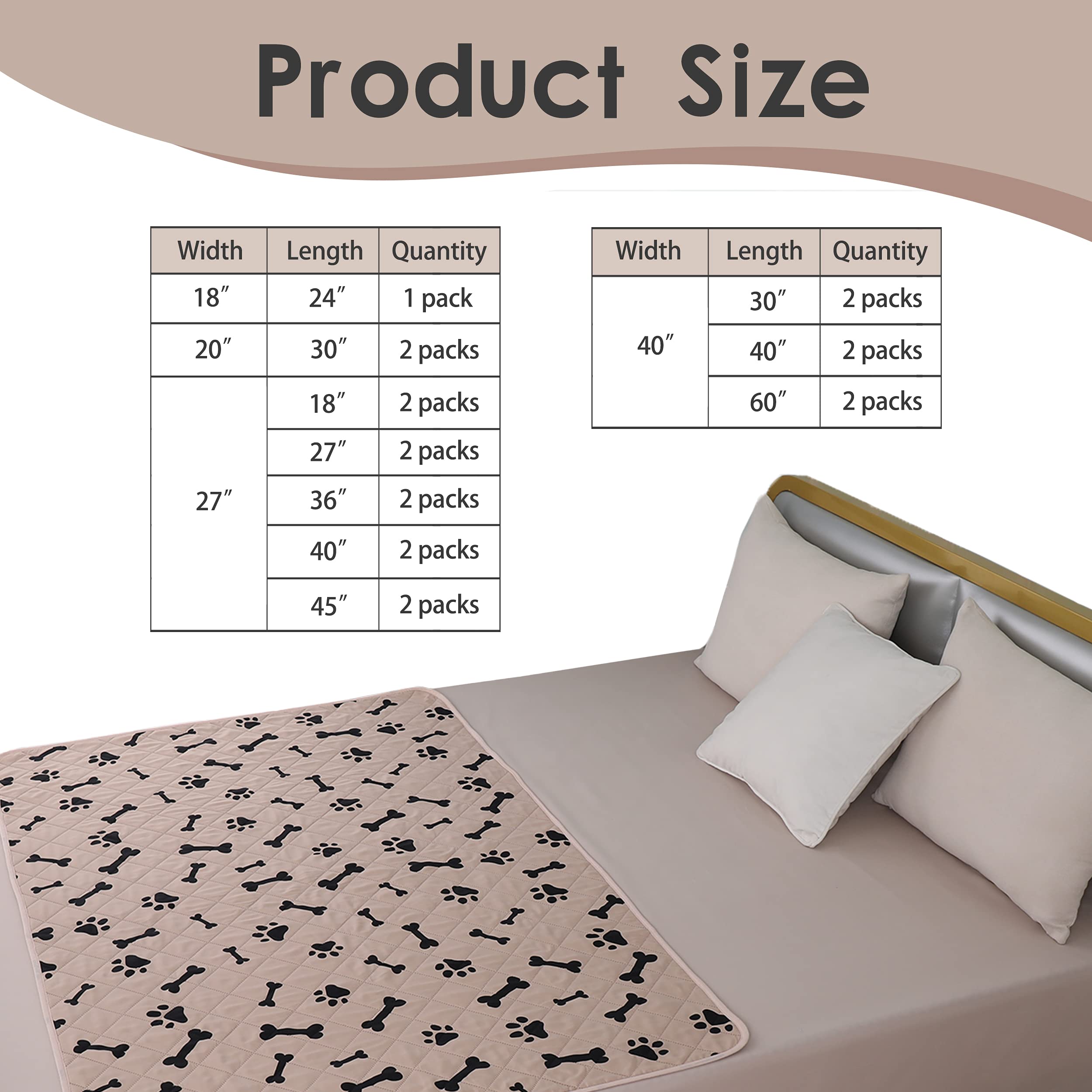 Nanbowang Dog Crate Pee Pads - Wahable Dog Rugs Non-Slip Puppy Pads For Small Dogs, Water Absorb Training Pads (2030 Beige)