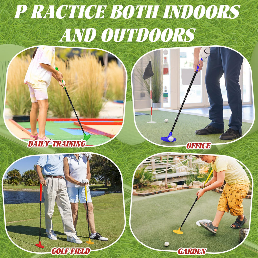 Silipull 21 Pcs Adjustable Golf Putters Set 6 Two Way Mini Golf Putter For Right Left Handed 6 Colored Practice Balls 9 Pcs Plas