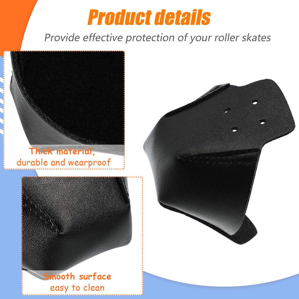 4 Pieces Toe Cap Guards Protectors Toe Caps Artificial Leather Roller Skate Cap Protectors For Quad Roller Skate (Black)