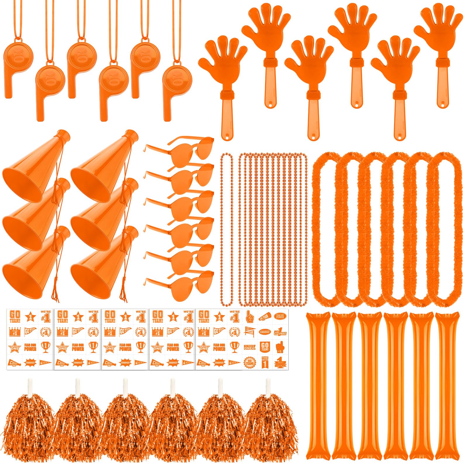 Soulchen 180 Pcs Orange Team Spirit Accessories Bulk Field Day Accessories Pep Rally Color War Camp Spirit Events Party Items Ch