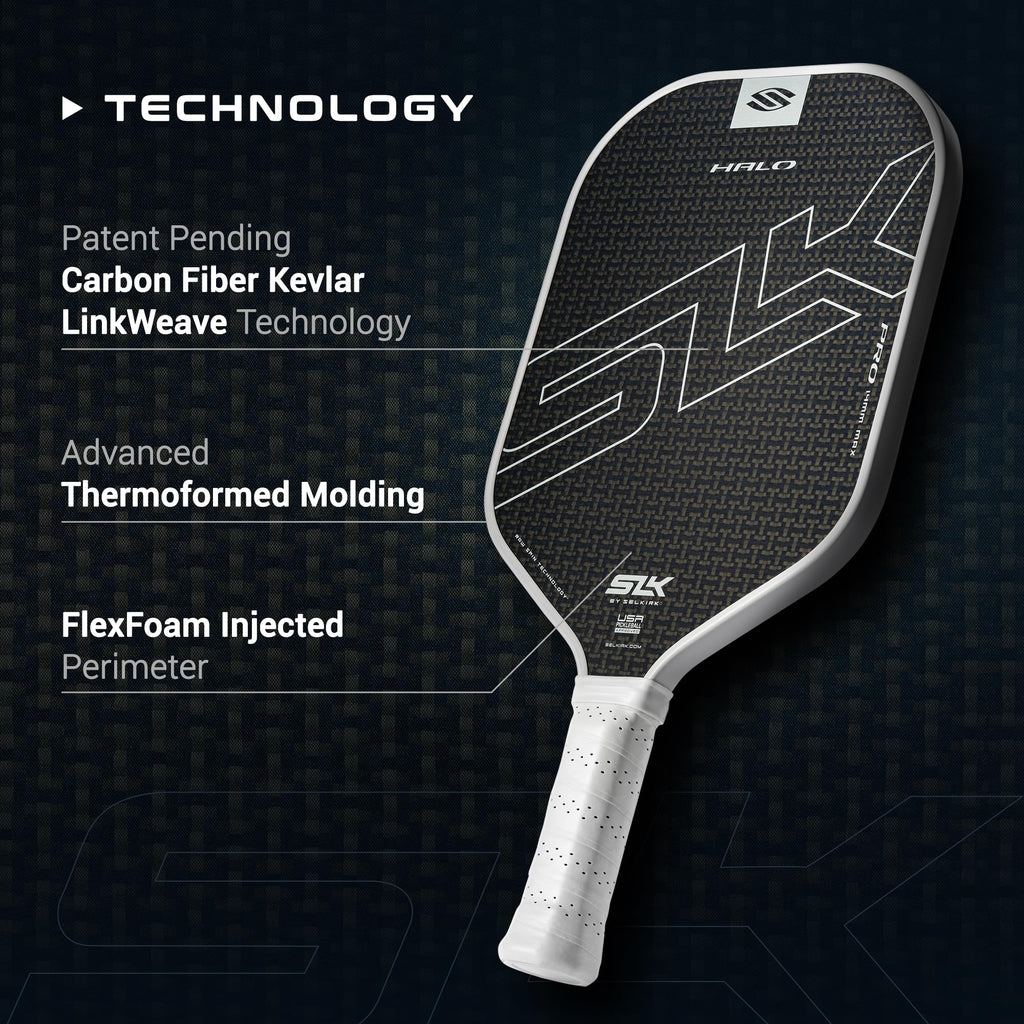 Selkirk Slk Halo Pro Max Pickleball Paddle | Raw Carbon Fiber Pickleball Paddle With A Rev-Core Power Polymer Core | The Pickleb