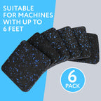 [6 Pack] Exercise Equipment Mat 4'' X 4'' X 0.5'' Pads - Treadmill Mat For Carpet Protection - Protective Anti-Slip Treadmill Pa