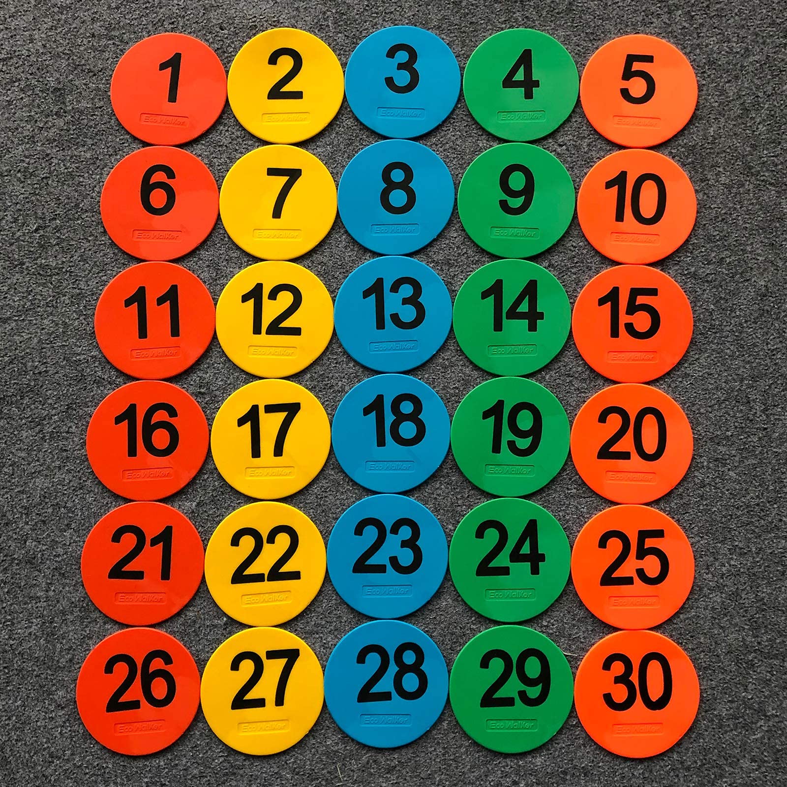 Eco Walker 4Inch Mini Floor Spot Markers For Classroom Preschool And Kindergarten (Set Of 20Pcs) (Number 1-30)