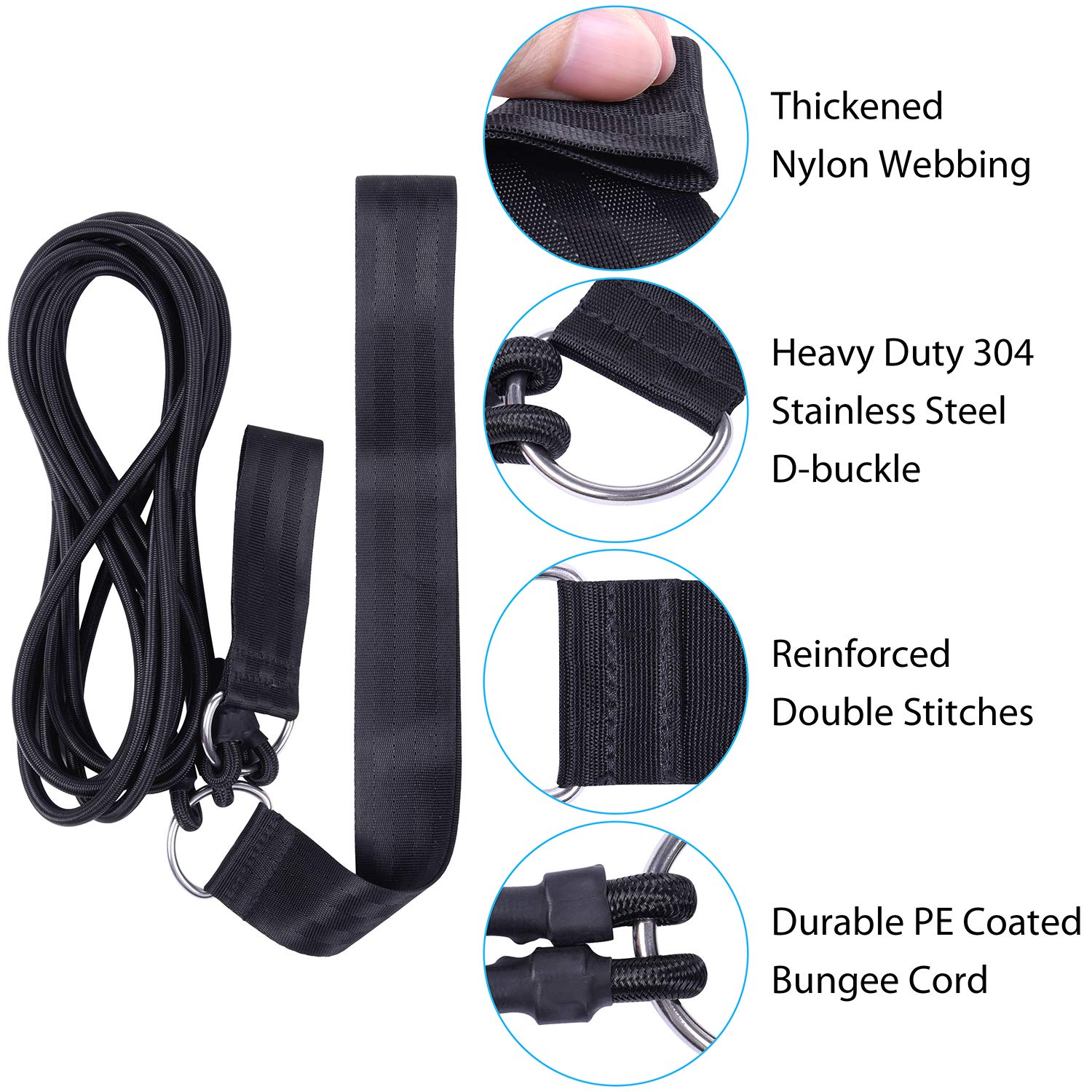 Wisdompro Swim Training Belt, Swim Bungee Cords Resistance Bands, Swim Tether Stationary Swimming, Swim Harness Static Swimming