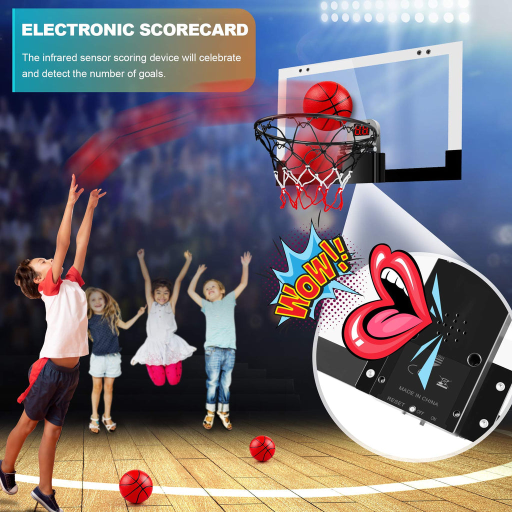 Treywell Indoor Basketball Hoop Fan Backboards For Teens And Adults Door Room Mini Hoop With Electronic Scoreboard, 3 Balls And