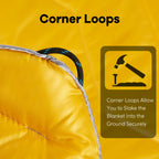 Unikome Lightweight Travel Blanket, Waterproof Warm Puffy Down Alternative Camping Blanket With Corner Loops, 75'52', Yellow
