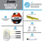 Franklin Sports Family Volleyball & Badminton Combo Set - Portable Backyard + Beach Volleyball + Badminton Net - Volleyball, Rac