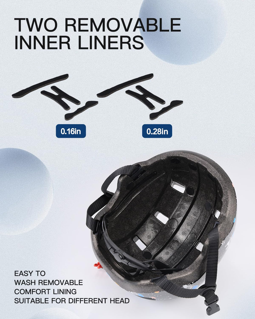 Toddler Bike Helmet 1-3 Years Old- with 12 Vents & Dual Liner (0.16+0.28) - Adjustable Dial Fit (45-51cm) (XS,Space)
