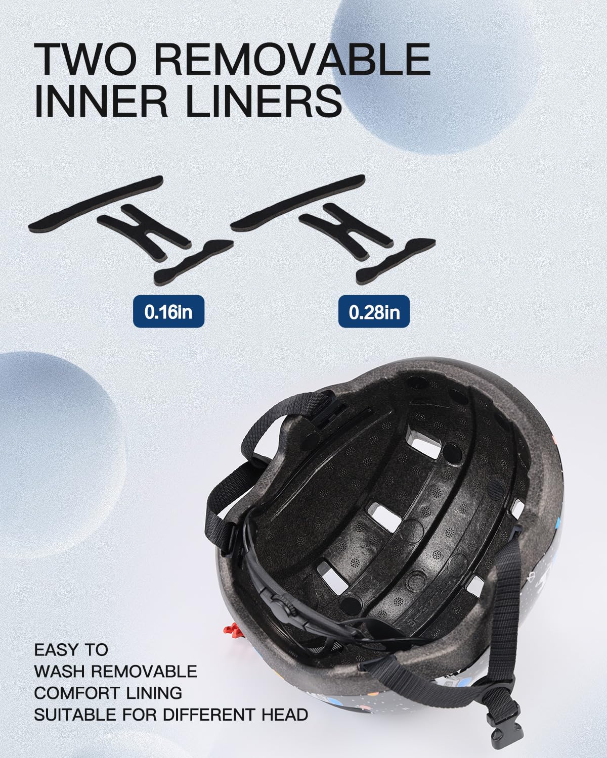 Toddler Bike Helmet 1-3 Years Old- with 12 Vents & Dual Liner (0.16+0.28) - Adjustable Dial Fit (45-51cm) (XS,Space)