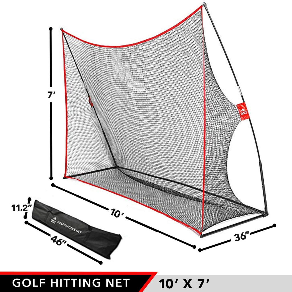 Practice Golf Hitting Net By Day 1 Sports - Large 10X 7- Portable Carry Bag - Indoor Or Outdoor Use - Quick And Easy Assembly -