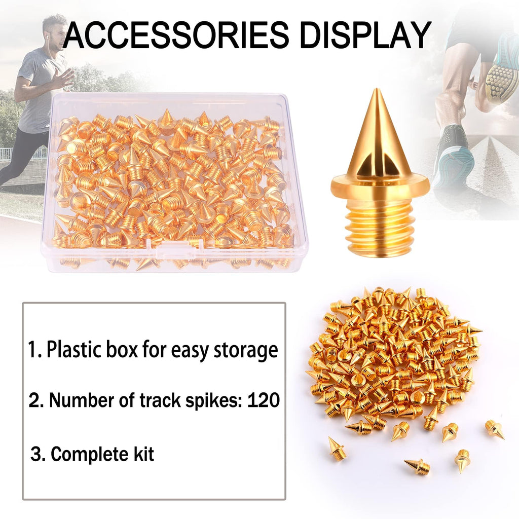Julmelon 120 Pcs 1/4Inch Stainless Steel Track And Cross Country Spikes Golf Shoe Spikes With Spike Wrench, Replacement Spikes F