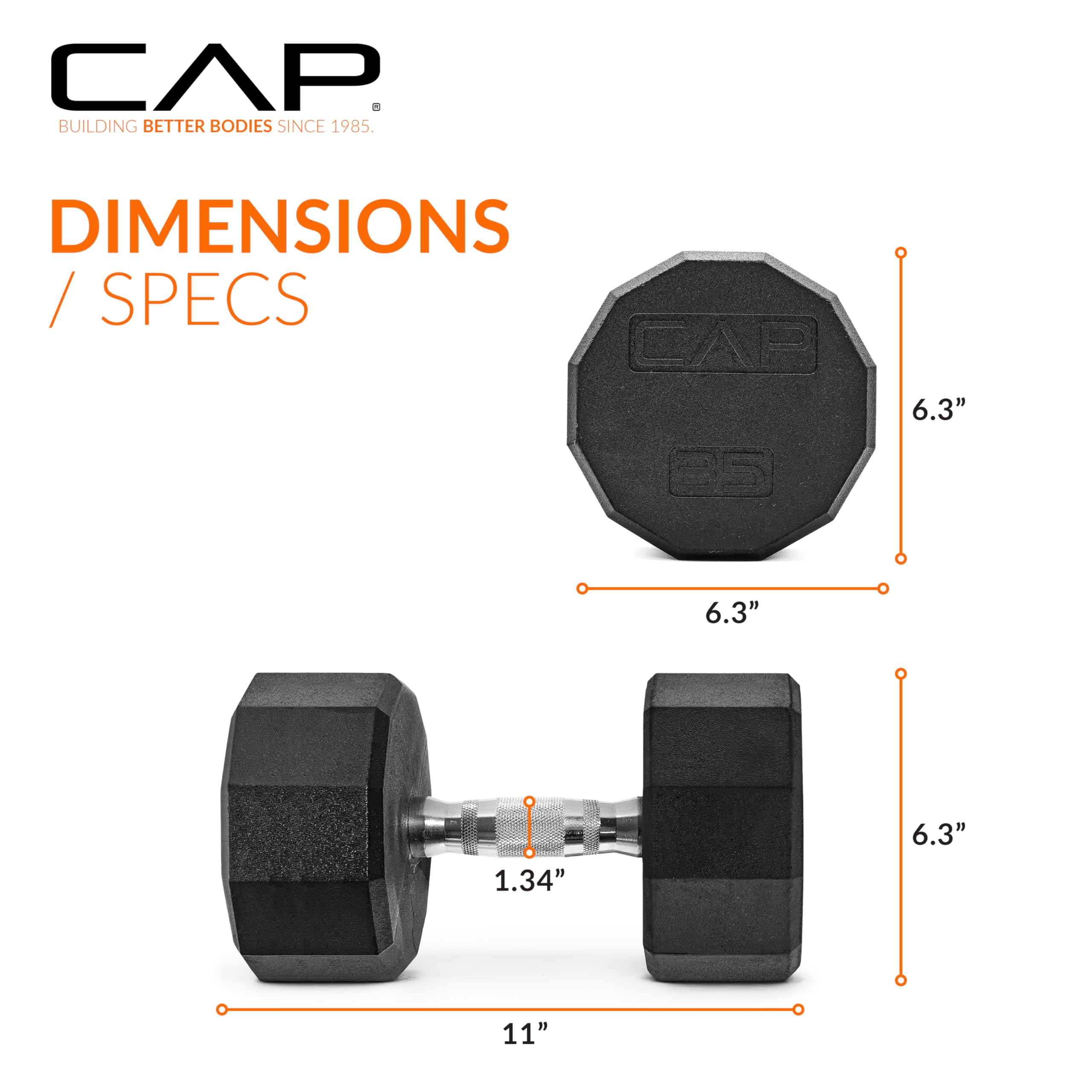 Cap Barbell 12-Sided Coated Dumbbell, 35 Lb