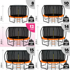 Trampoline for Kids and Adults - 8Ft 10Ft 12Ft 14FT 15Ft, 16Ft Trampoline with Net - ASTM Certified with Bonus Lights and Sprink
