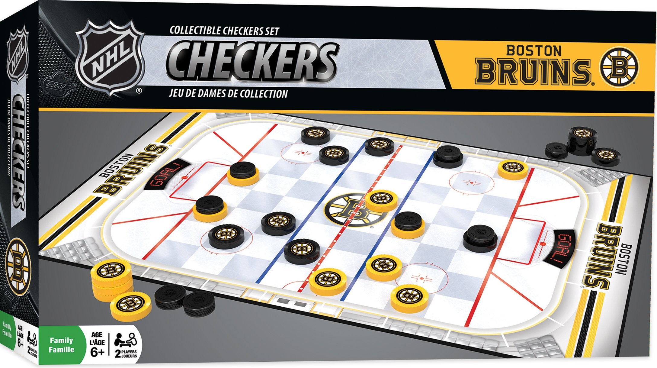 MasterPieces NHL Boston Bruins Checkers, Gray, Small, Multi, One Size (41485),13 x 21