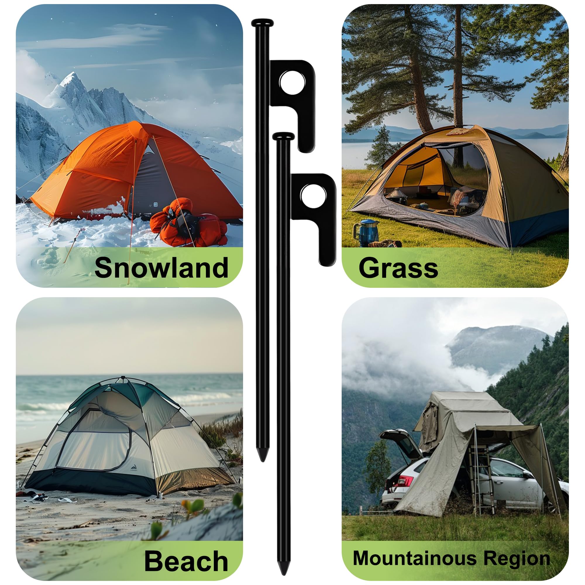 Rinvee 12 Pack Tent Stakes Heavy Duty Forged Steel Camping Stakes For Ground Outdoor Decorations Canopy