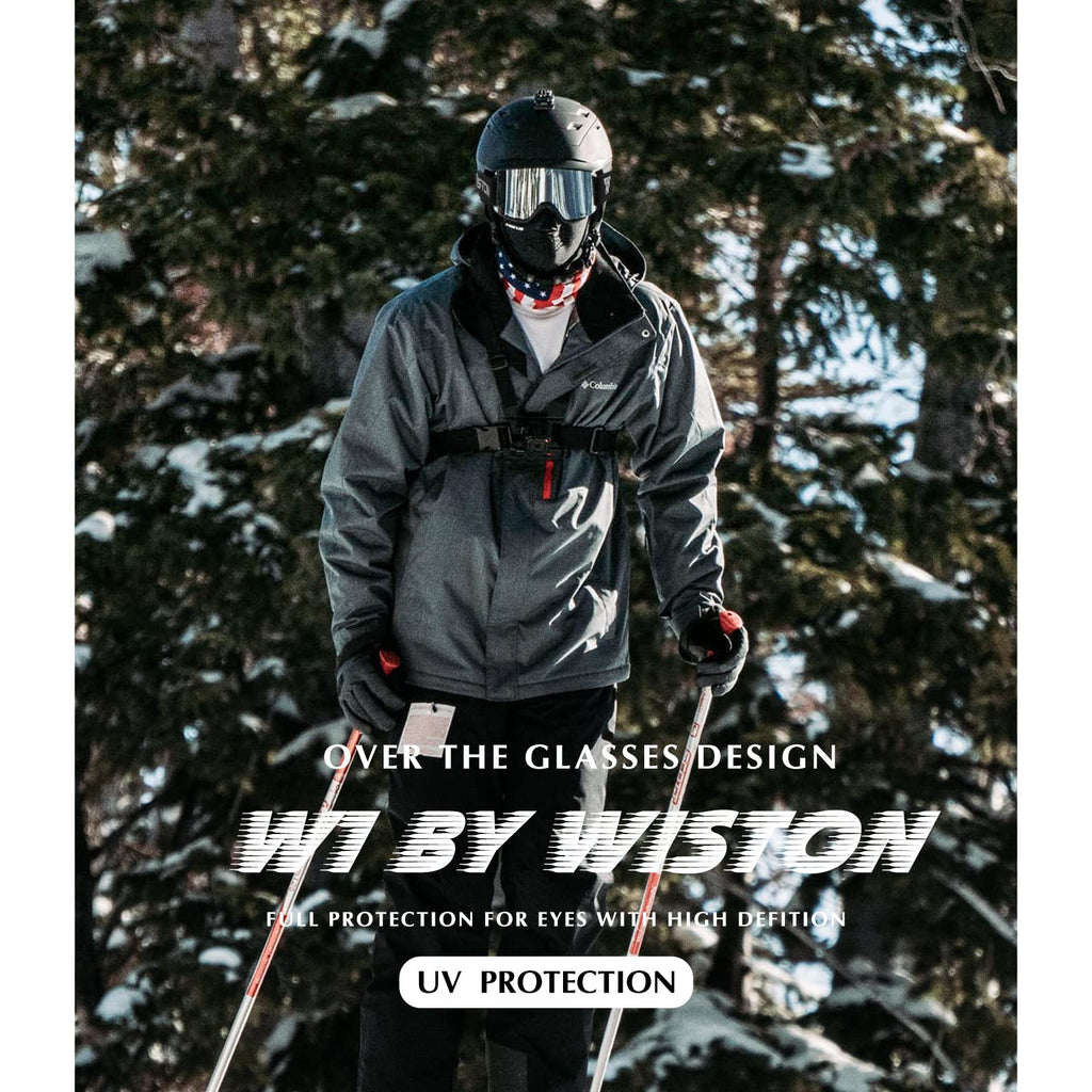 Wiston Ski Goggles - Otg Snow/Snowboard Goggles For Men, Women & Youth - 100% Uv Protection (Black Frame/Silver Lens)